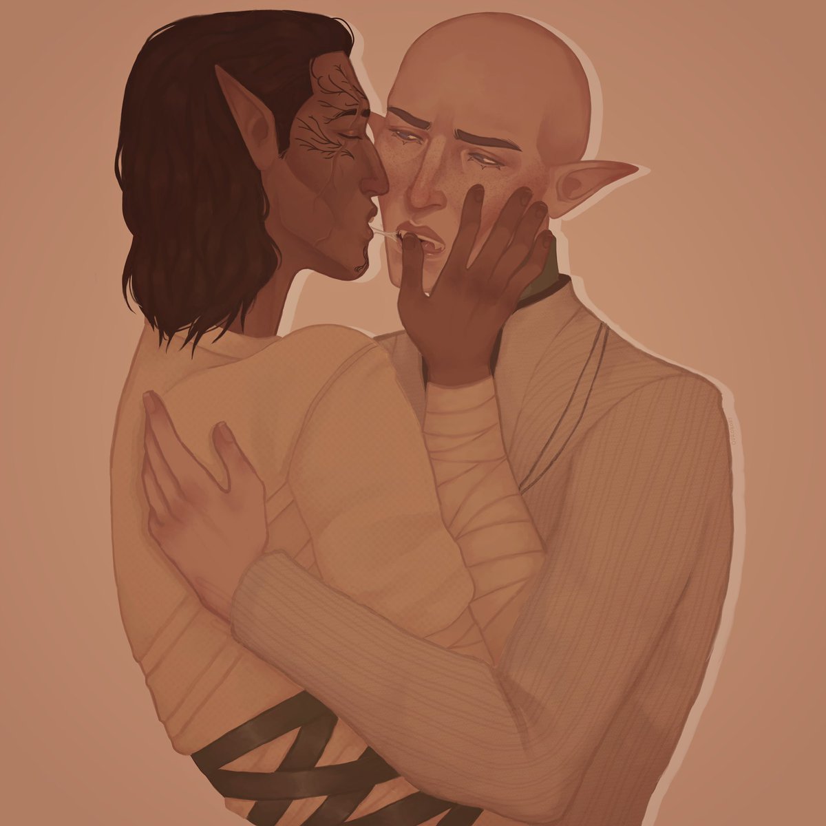 🍂🐺 ⋆·˚ ༘ *  Fleeting &amp; momentary moments

completely forgot to post this amazing commission that i got from <a href="/ourobory/">yaoi factory | COMMS OPEN</a> of my inky and solas trading spit 🙂‍↕️💕 thank you so much once again, i adore this to absolute pieces 🥰