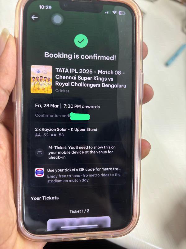4ravxxn's tweet photo. K Upper 2 Ticket Available (Price Negotiable)

Yu can come in person pay and then take tickets!

#CSKvsRCB Tickets https://t.co/MlLaFA0D4X