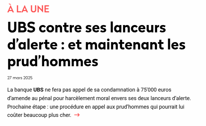 ColineEmmel's tweet photo. "Une première pour la justice française et au niveau européen". Nicolas Forissier, ex-responsable de l’audit interne de la filiale française UBS, est très satisfait du jugement qui a condamné, le 10 mars, son ancien employeur, à 75'000€ d’amende pour harcèlement moral. https://t.co/EBljjuUe4h