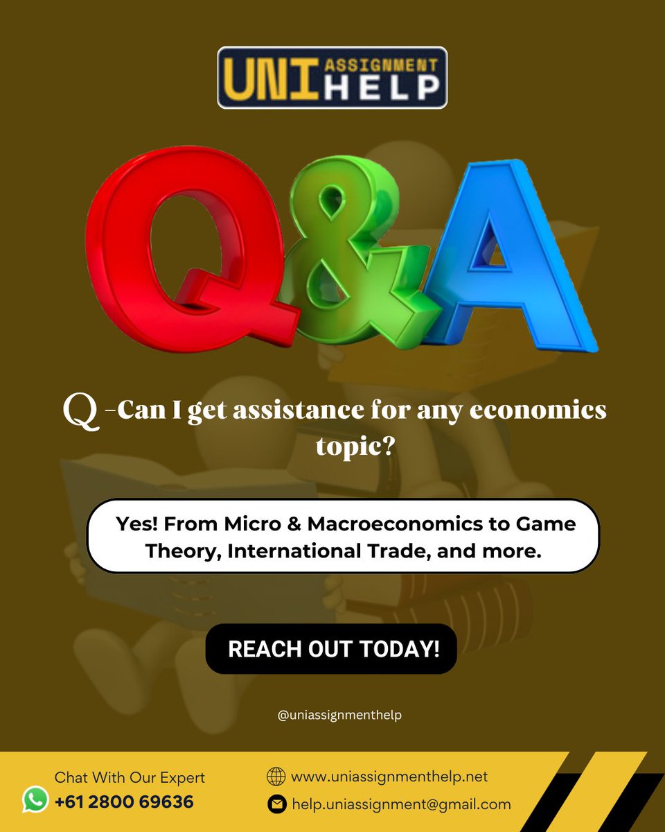 assignmentuni01's tweet image. &quot;Stuck with Economics? We’ve got you covered—from Micro &amp;amp; Macro to Game Theory and beyond! Get expert help today and ace your assignments with UniAssignmentHelp. #EconomicsHelp #AssignmentAssistance #UniAssignmentHelp&quot;