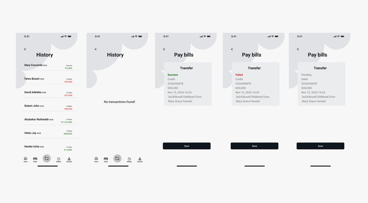 uiwitholatomiwa's tweet photo. I designed a transaction history screen, providing a clear and concise record of all past transactions, including payment details and status. #finease #appscreen #productdesignchallenge #womenintech #uidesign #uxdesign #finance #fintech https://t.co/GCqA4KlMZn