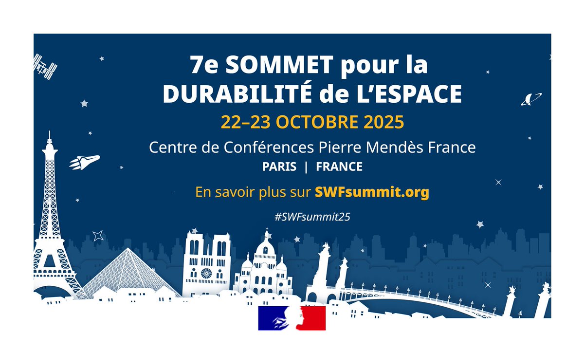 Direction générale des Entreprises (@dgentreprises) on Twitter photo #Événement | 🚀 La France accueille le 7e sommet pour la durabilité de l’espace les 22 et 23 octobre 2025.
La <a href="/DGEntreprises/">Direction générale des Entreprises</a>, la Direction Générale de la Recherche et de l’Innovation et le <a href="/CNES/">CNES</a> coorganisent, avec la Secure World Foundation, le sommet qui se tiendra au Ministère #Événement | 🚀 La France accueille le 7e sommet pour la durabilité de l’espace les 22 et 23 octobre 2025.
La <a href="/DGEntreprises/">Direction générale des Entreprises</a>, la Direction Générale de la Recherche et de l’Innovation et le <a href="/CNES/">CNES</a> coorganisent, avec la Secure World Foundation, le sommet qui se tiendra au Ministère
