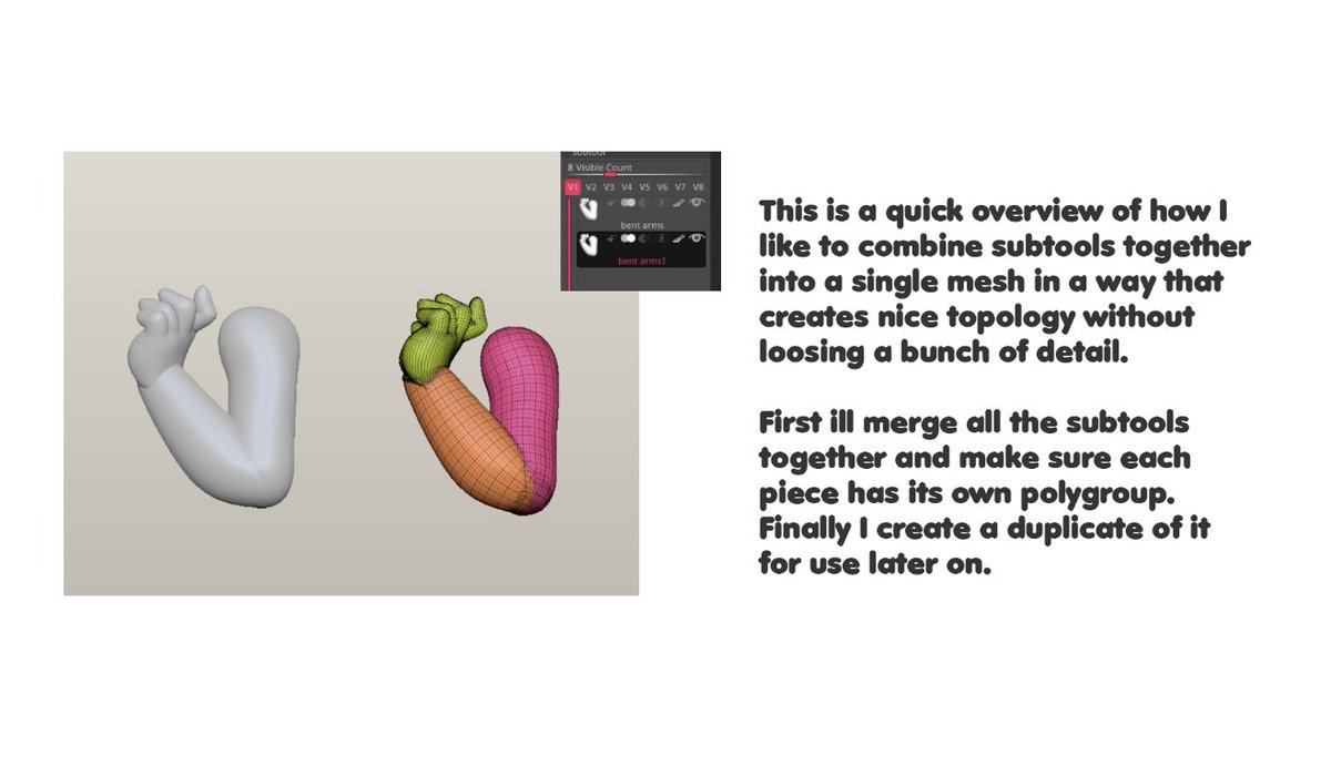 Remanance's tweet image. Lil guide of how I usually merge things together to keep detail + nice topology