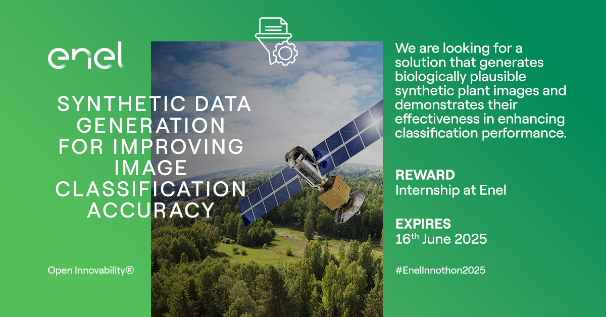 🌱AI for renewables and biodiversity.

We seek AI-driven solutions to generate synthetic data and enhance plant species recognition in renewable energy sites. Join the challenge and contribute to environmental protection!

Apply now: openinnovability.enel.com/challenges/cal…

#EnelInnothon2025 #AI