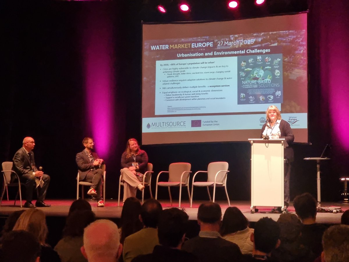 H20EU's tweet photo. π±π’Laura Wendling from @SINTEF inspires us on why we need to connect cities with nature!
π¦The way that the water cycle is functioning is critical for this transition, and projects like @MultisourceEu pave the way! #WME2025 #MULTISOURCE https://t.co/K6SgRXsKkn