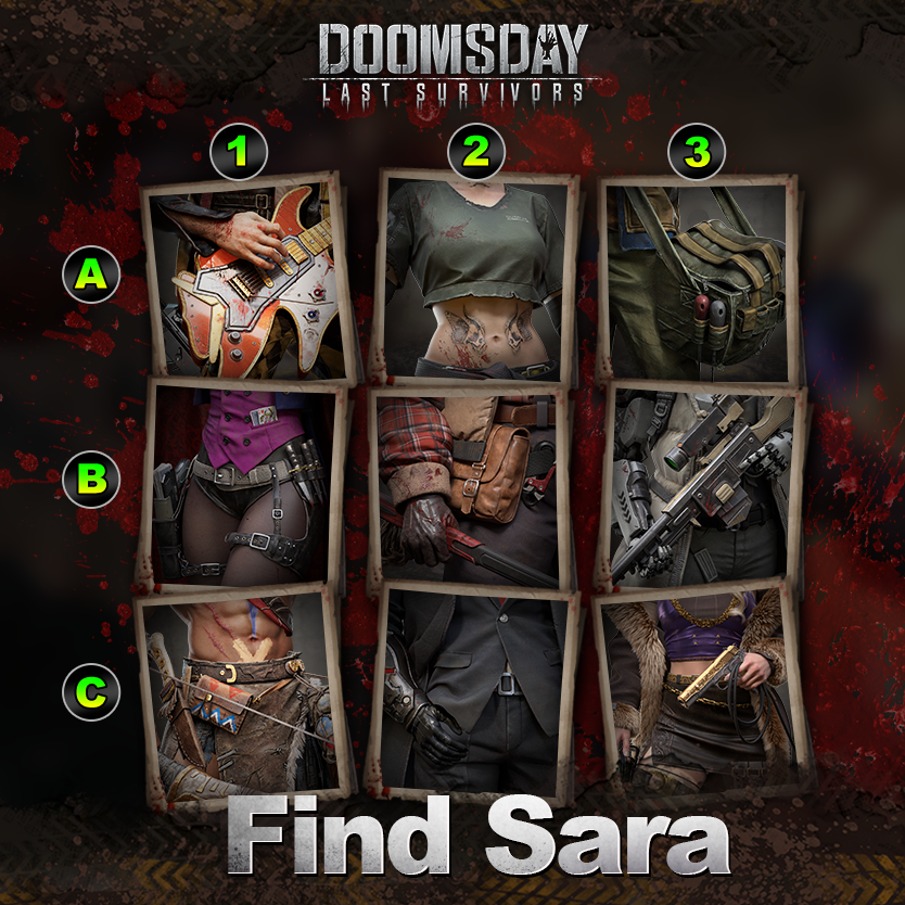 Commanders, how well do you know your heroes? Can you spot Sara?

Extra kudos if you can identify all the other characters!!

#doomsday #zombie #apocalypse