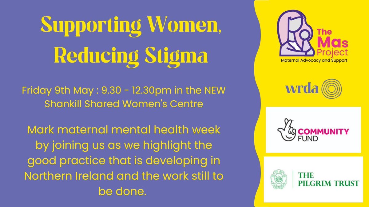 Mark maternal mental health week with us as we highlight the good early intervention practice that is developing in Northern Ireland. 

Register for the event here buff.ly/BHhHxld