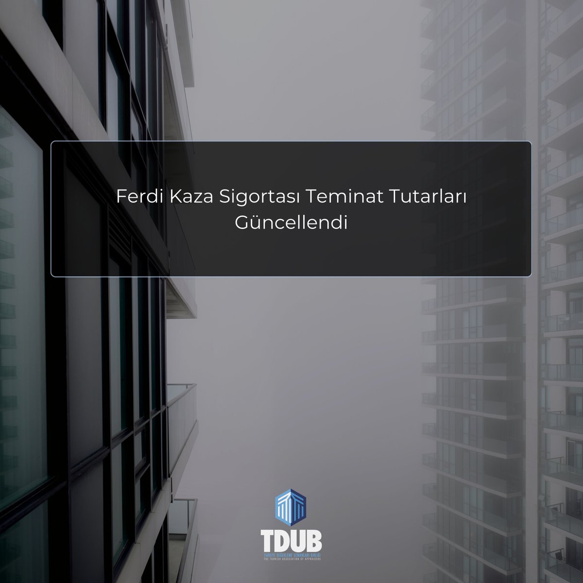 Birliğimizin, üyelerimiz adına yaptırdığı ferdi kaza sigortasında teminat tutarları artırılmıştır. Yeni tutarlar şu şekildedir:

• Kazaen Yaşam Kaybı: 1.000.000 TL

• Kazaen Sürekli Sakatlık: 1.000.000 TL

• Kazaen Tedavi Masrafları: 50.000 TL

Herhangi bir olumsuz durumda ya