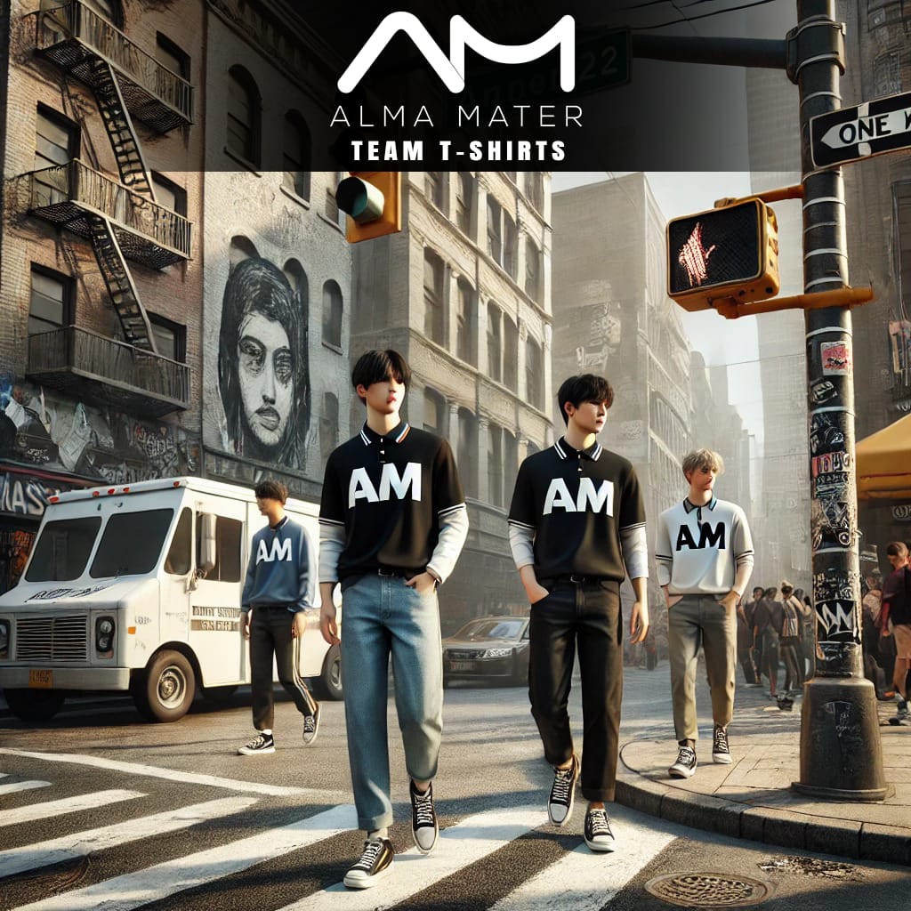 almamaterstore's tweet image. Squad drip so hard, even the street had to stop and stare. #TeamGoals #AMTshirts #StreetStyleVibes #GenZFitCheck #SquadOnFleek #AlmaMaterStore