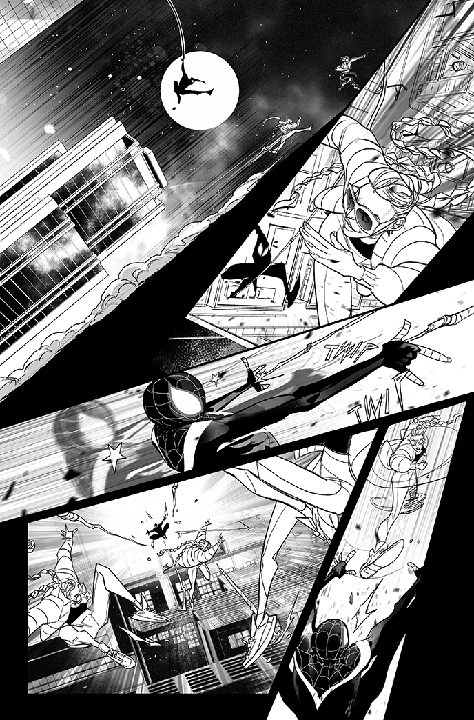 From Web of Spiderman (2024)
written by Cody Ziglar 
art by Me
@marvel 
#marvelcomic #spiderman #milesmorales #spidermanmilesmorales #comicartist #eleonoracarlini