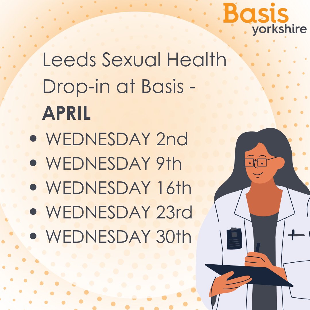 Basis Yorkshire (@basisyorkshire) on Twitter photo It's April next week! š·<a href="/LeedsSexHealth/">LeedsSexualHealth</a> will be with us WEDNESDAYS: 2nd, 9th, 16th, 23rd and 30th of April during drop-in. 1pm-3pm.
If you can't make it, you can call our dedicated Sexual Health phone line: 07710304306 during our work office hours: 9.30am to 4.30pm, Mon to Fri It's April next week! š·<a href="/LeedsSexHealth/">LeedsSexualHealth</a> will be with us WEDNESDAYS: 2nd, 9th, 16th, 23rd and 30th of April during drop-in. 1pm-3pm.
If you can't make it, you can call our dedicated Sexual Health phone line: 07710304306 during our work office hours: 9.30am to 4.30pm, Mon to Fri