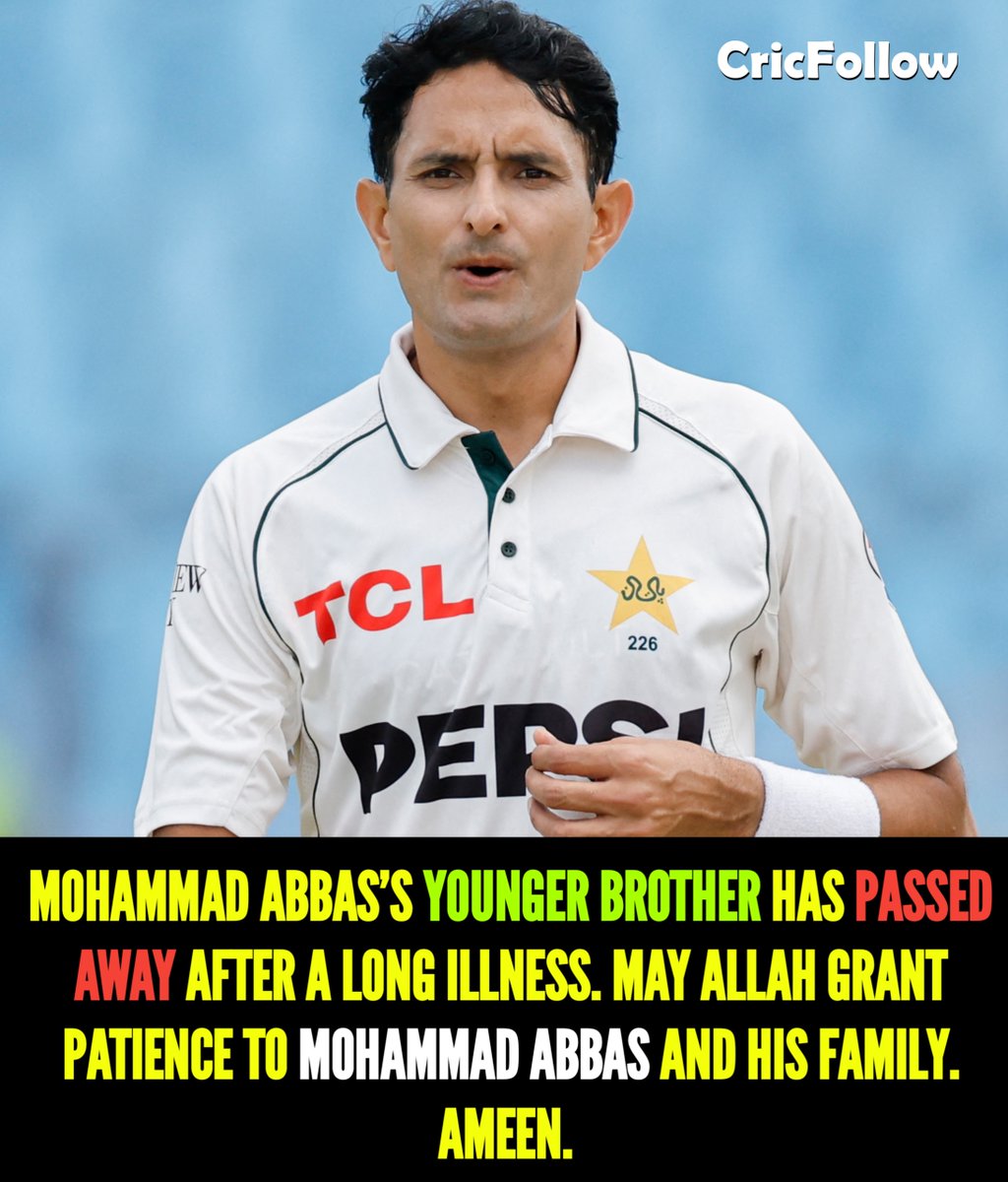 CricFollow56's tweet image. Mohammad Abbas&apos;s younger brother has passed away after a long illness. May Allah grant patience to Mohammad Abbas and his family. Ameen. 🤲🏻💔😔

#MohammadAbbas #brother