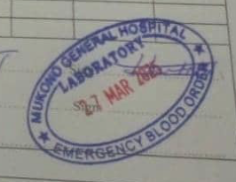 A patient in Mukono urgently needs two units of 0- blood. RT please.