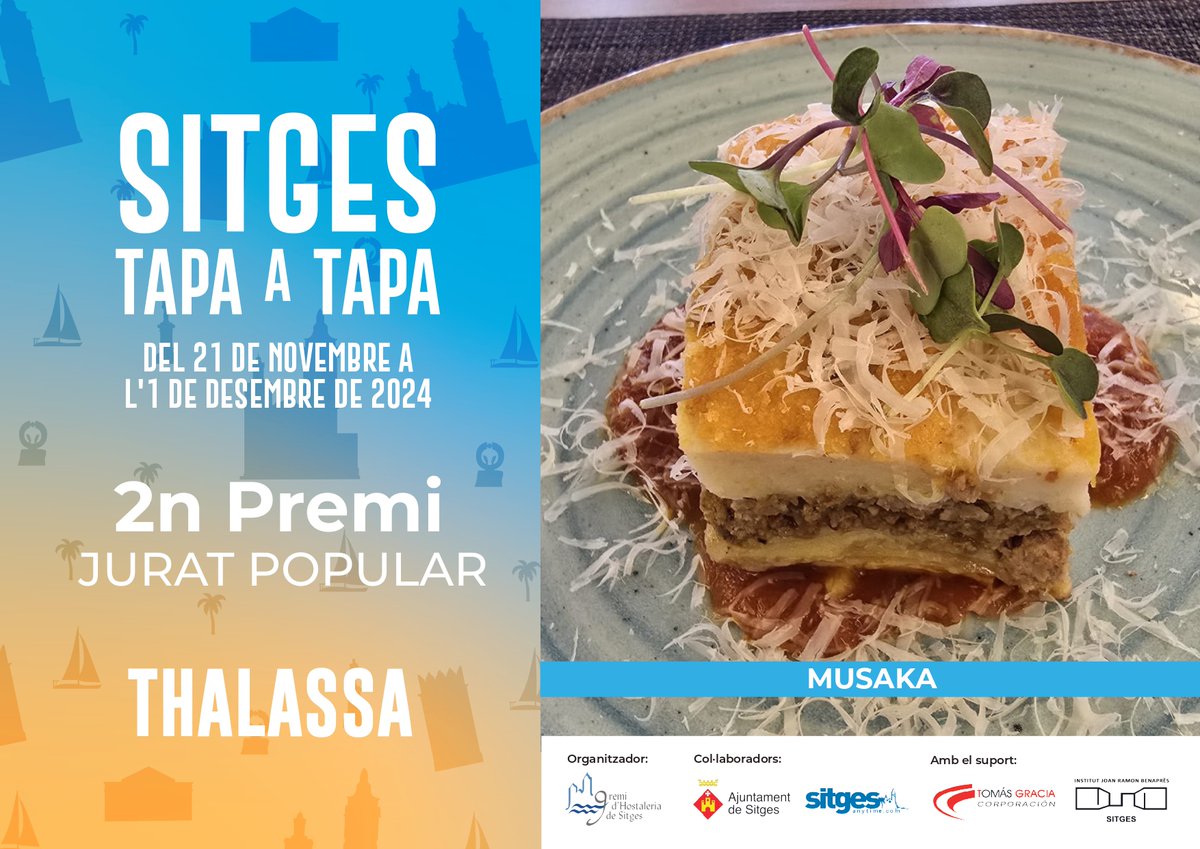 sitgestapatapa's tweet photo. 🚨Atenció: els guardonats @sitgestapatapa del @GremiHostSitges del J.Popular de tardor 2024 són
1⃣ #CasaHidalgo
2⃣ #Thalassa
3⃣ #AmbGust
✅Moltes felicitats 😉
I ara Sitges tapa a Tapa primavera https://t.co/8POd1zWWKU
@radiomaricel @gerenciafihr @lecodesitges @canalblau https://t.co/cI3cR5qqOz