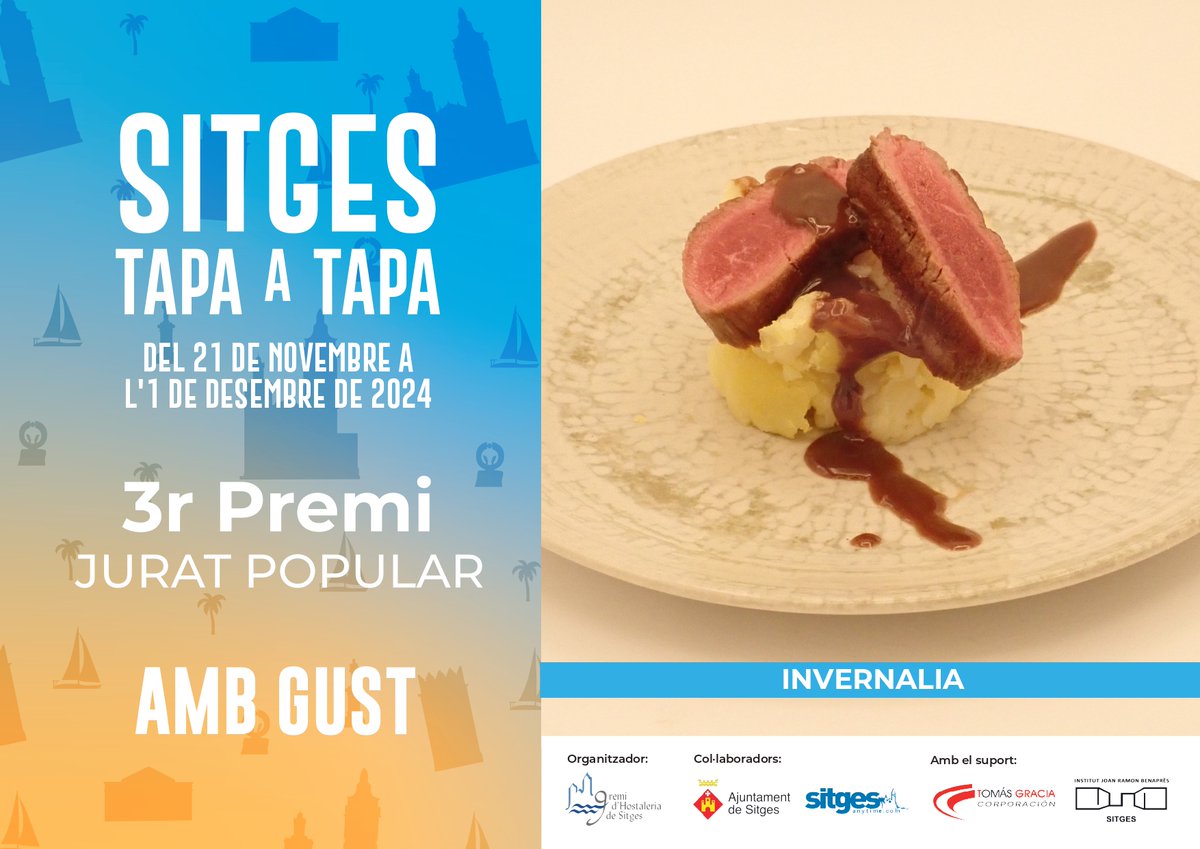 sitgestapatapa's tweet photo. 🚨Atenció: els guardonats @sitgestapatapa del @GremiHostSitges del J.Popular de tardor 2024 són
1⃣ #CasaHidalgo
2⃣ #Thalassa
3⃣ #AmbGust
✅Moltes felicitats 😉
I ara Sitges tapa a Tapa primavera https://t.co/8POd1zWWKU
@radiomaricel @gerenciafihr @lecodesitges @canalblau https://t.co/cI3cR5qqOz