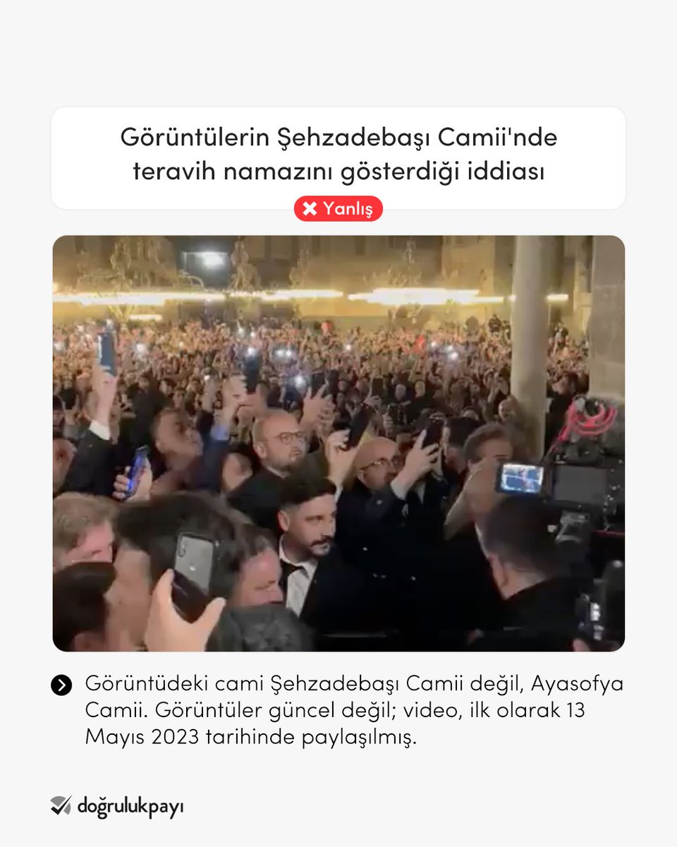 dogrulukpayicom's tweet photo. 👉 Görüntüdeki cami Şehzadebaşı Camii değil, Ayasofya Camii. 

👉 Görüntüler güncel değil; video, ilk olarak 13 Mayıs 2023 tarihinde paylaşılmış. https://t.co/cZv1k7aYWX