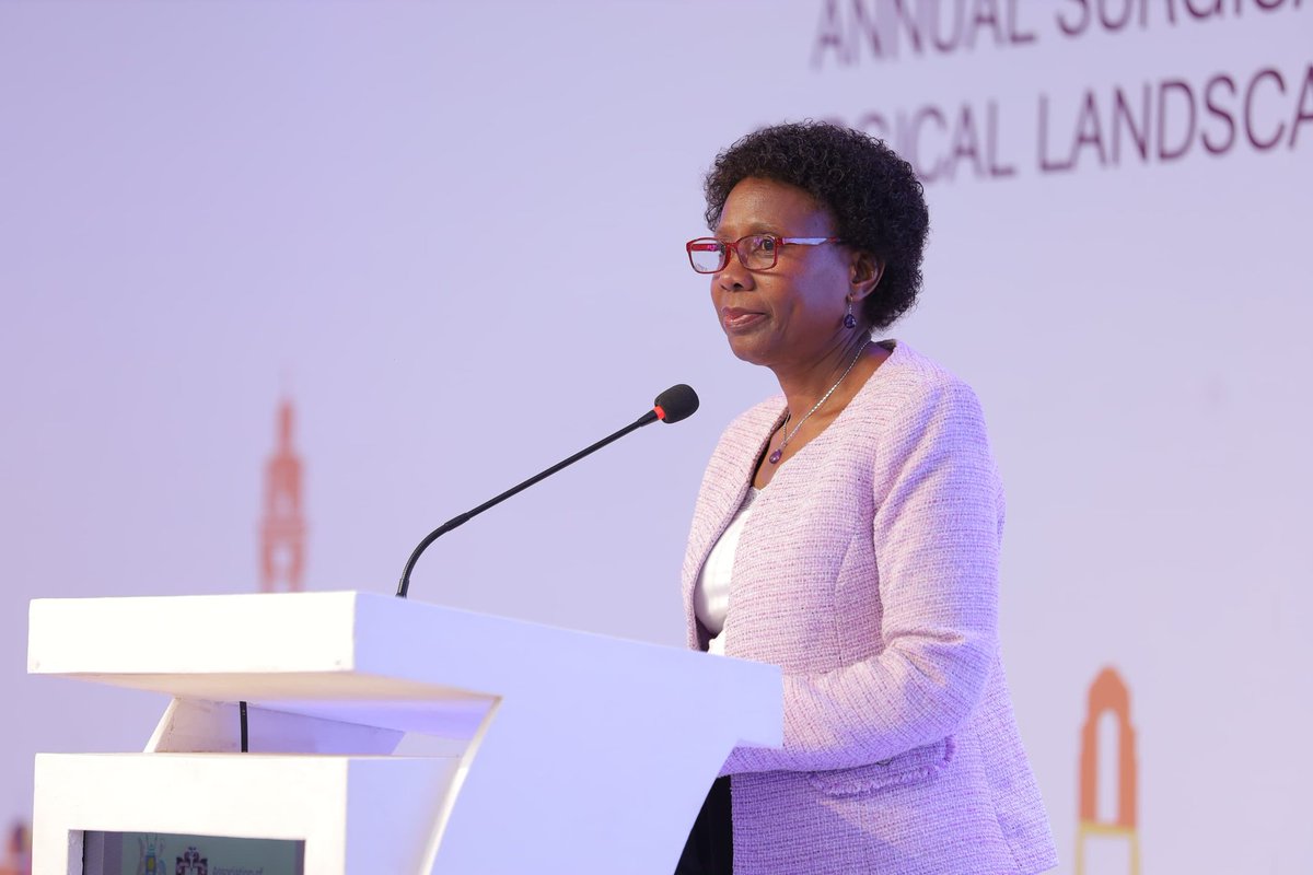 ASOU_Official's tweet photo. "Congratulations on three years of successfully organizing this conference! I appreciate the Association's hard work and dedication to improving healthcare in Uganda.

We've collaborated with the Association for some time now, and I'm impressed by their outreach programs, patient care, and backlog reduction efforts.

Surgical conditions are on the rise, largely due to Boda boda accidents, NCDs, and cancers. I commend the surgeons from both private and government sectors for their outstanding work.

The exhibition showcases complex surgeries like closed heart surgery, brain surgery, and kidney transplants, demonstrating Uganda's surgical capabilities.

To reduce referrals abroad, it's essential to disseminate information about the quality surgical services available in Uganda.

Regarding the National Surgery Day, please choose a date, and it will be granted." Said Dr. Jane Ruth Aceng, Minister of Health @MinofHealthUG at the 3rd Annual Surgical Scientific Conference happening at Speke Resort Munyonyo. #ASOUConference2025