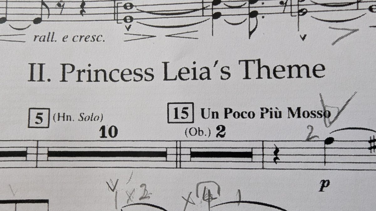 Looks like Mr Williams has a sense of humour 😅 See if you can spot the Star Wars references in the score, then come listen to our performance on Sunday! southeastlondonorchestra.com/upcoming-conce…
