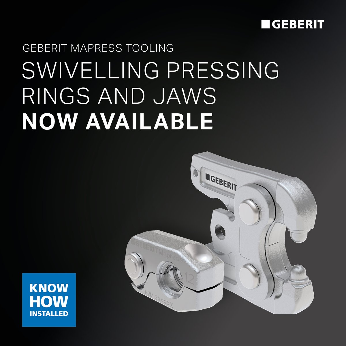 We are pleased to announce that Swivelling Pressing Rings and Jaws are now available for <a href="/GeberitUK/">Geberit</a>  compatibility 1 and compatibility 2 jaws, making it possible to press Geberit Mapress up to a 45-degree angle.
View the full range here lnkd.in/ef6Y2TYu