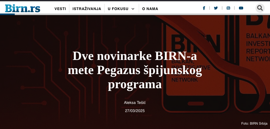 Donncha Ó Cearbhaill (@donnchac) on Twitter photo NEW: Last month two investigative journalists at <a href="/BIRNSrbija/">BIRN Srbija</a> were targeted with NSO's Pegasus spyware.
NSO Group says it spyware is sold only to "vetted government clients". This follows a pattern of hacking and surveillance by Serbian authorities
They haven't gone away... NEW: Last month two investigative journalists at <a href="/BIRNSrbija/">BIRN Srbija</a> were targeted with NSO's Pegasus spyware.
NSO Group says it spyware is sold only to "vetted government clients". This follows a pattern of hacking and surveillance by Serbian authorities
They haven't gone away...