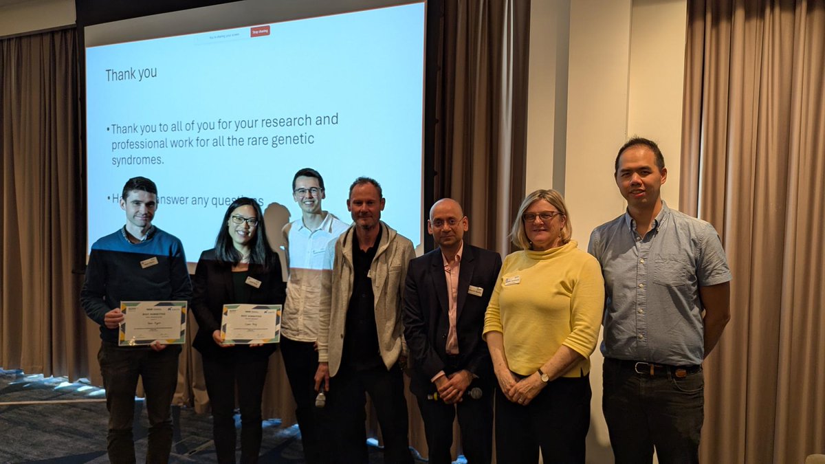 Manchester Rare Conditions Centre (@mft_imrare) on Twitter photo Congratulations to Dr Clara Tang <a href="/kabukisyndrome/">Kabuki Syndrome Foundation</a>, Mr Jacob Sampson, Dr Sean Flynn and <a href="/adam_jackson89/">Adam Jackson</a> for winning the <a href="/EpiGenRare/">EpiGenRare - Rare Disease Research UK</a> poster and presentation awards!
<a href="/smbanka/">Siddharth Banka</a> <a href="/mikeyab6872/">Albert Basson 🏳️🌈</a> Wendy Bickmore Steven Ho Congratulations to Dr Clara Tang <a href="/kabukisyndrome/">Kabuki Syndrome Foundation</a>, Mr Jacob Sampson, Dr Sean Flynn and <a href="/adam_jackson89/">Adam Jackson</a> for winning the <a href="/EpiGenRare/">EpiGenRare - Rare Disease Research UK</a> poster and presentation awards!
<a href="/smbanka/">Siddharth Banka</a> <a href="/mikeyab6872/">Albert Basson 🏳️🌈</a> Wendy Bickmore Steven Ho