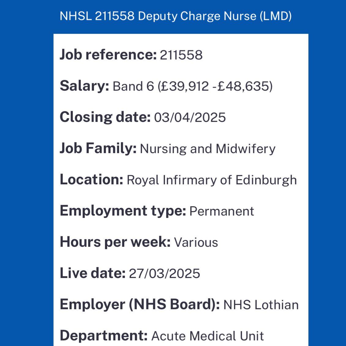 Acute Medical Unit RIE (@acuterie) on Twitter photo Fantastic opportunity to join our Charge Nurse team in the <a href="/AcuteRie/">Acute Medical Unit RIE</a> at the @RIE
We are looking for enthusiastic and committed individuals to join our ever incredible team.
<a href="/Michell11234651/">Michelle Jack</a> <a href="/jenwatters74/">Jennifer Watters</a>
@RIE Fantastic opportunity to join our Charge Nurse team in the <a href="/AcuteRie/">Acute Medical Unit RIE</a> at the @RIE
We are looking for enthusiastic and committed individuals to join our ever incredible team.
<a href="/Michell11234651/">Michelle Jack</a> <a href="/jenwatters74/">Jennifer Watters</a>
@RIE
