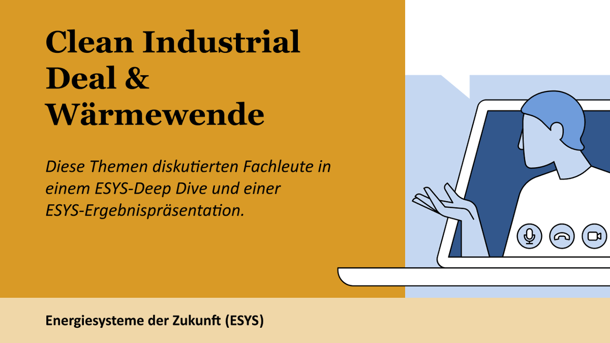 #CleanIndustrialDeal und #Wärmewende – Zwei unterschiedliche Themen und doch eine Gemeinsamkeit: Es kommt stark auf die konkrete Umsetzung an. Auf zwei Online-Events gaben Fachleute Impulse. Nachbericht und Link zur Aufzeichnung hier: energiesysteme-zukunft.de/aktuelles