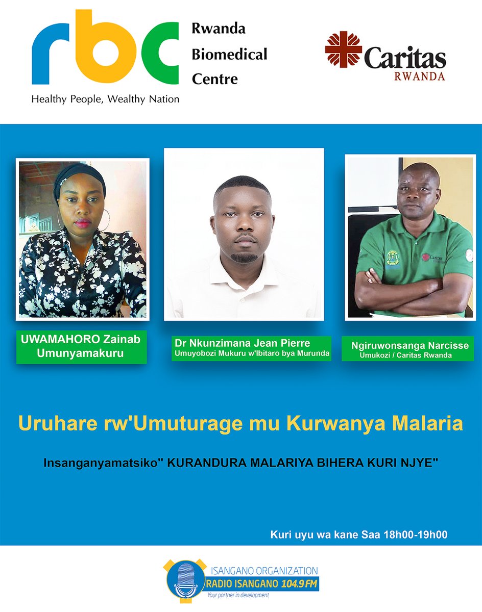 📢 Murararitswe📢

Tubararikiye ikiganiro Umuyobozi Mukuru w'Ibitaro bya #Murundahospital  agirira kuri Radiyo Isangano yumvikanira ku 104.9 FM saa 18:00. Ni ikiganiro kigaruka ku nsanganyamatsiko igira iti" Kurandura Malariya bihera kuri njye". <a href="/RwandaHealth/">Ministry of Health | Rwanda</a> <a href="/RutsiroDistrict/">Rutsiro District</a>