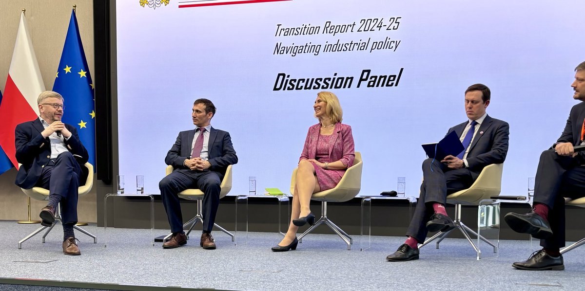 AryNaim's tweet photo. Outstanding panel at @EBRD #Transitionreport launch. Always good to hear from @Konf_Lewiatan @mwitucki: industrial policies must support Market mechanisms, and not close space for the private sector. https://t.co/e9ZlR9FcRJ