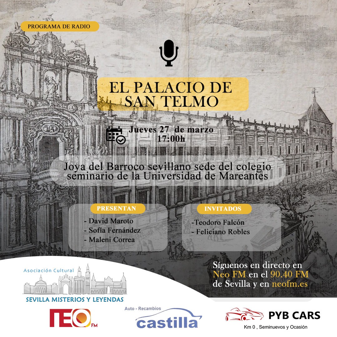 🏛️ Hoy en Neo FM hablamos del Palacio de San Telmo, su historia y secretos. Con Teodoro Falcón y Feliciano Robles, exploramos su arquitectura, personajes ilustres y leyendas.

📅 27 de marzo | ⏰ 17:00h
📡 90.4 FM | 🔗 neofm.es

#Sevilla #Historia #SanTelmo #NeoFM