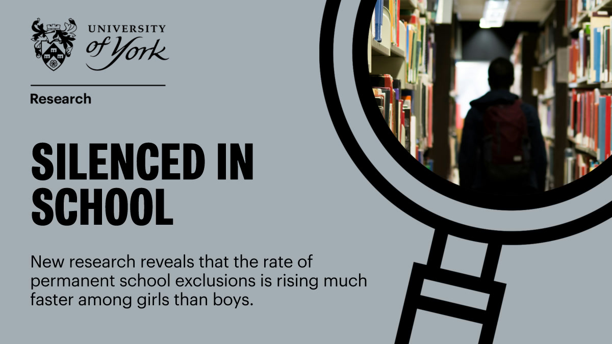University of York (@uniofyork) on Twitter photo 🏫 Are girls being failed in school? A York researcher (<a href="/uoyeducation/">UoY Department of Education</a>), finds an unexpected rise in the rate of girls being excluded from schools in England. Find out reasons why, the consequences of exclusion and what could be done: tinyurl.com/38uzdafx #YorkResearch 🏫 Are girls being failed in school? A York researcher (<a href="/uoyeducation/">UoY Department of Education</a>), finds an unexpected rise in the rate of girls being excluded from schools in England. Find out reasons why, the consequences of exclusion and what could be done: tinyurl.com/38uzdafx #YorkResearch