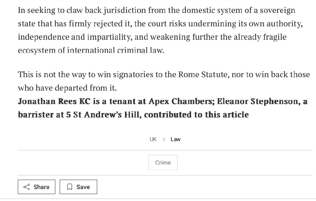 YesYesYo13's tweet image. This article by international law expert Jonathan Rees in the mainstream media outlet THE TIMES published in The Hague is very illuminating. Please share.