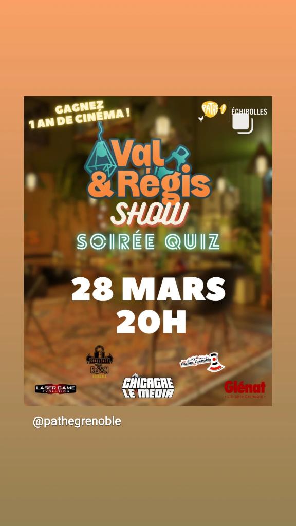Demain on fait notre première évent en physique pour le format du Val &amp; Régis show ! 

Si vous voulez jouer avec nous et passer une bonne soirée ça se passe ici :
s.pathe.fr/fr/V3028S11893…