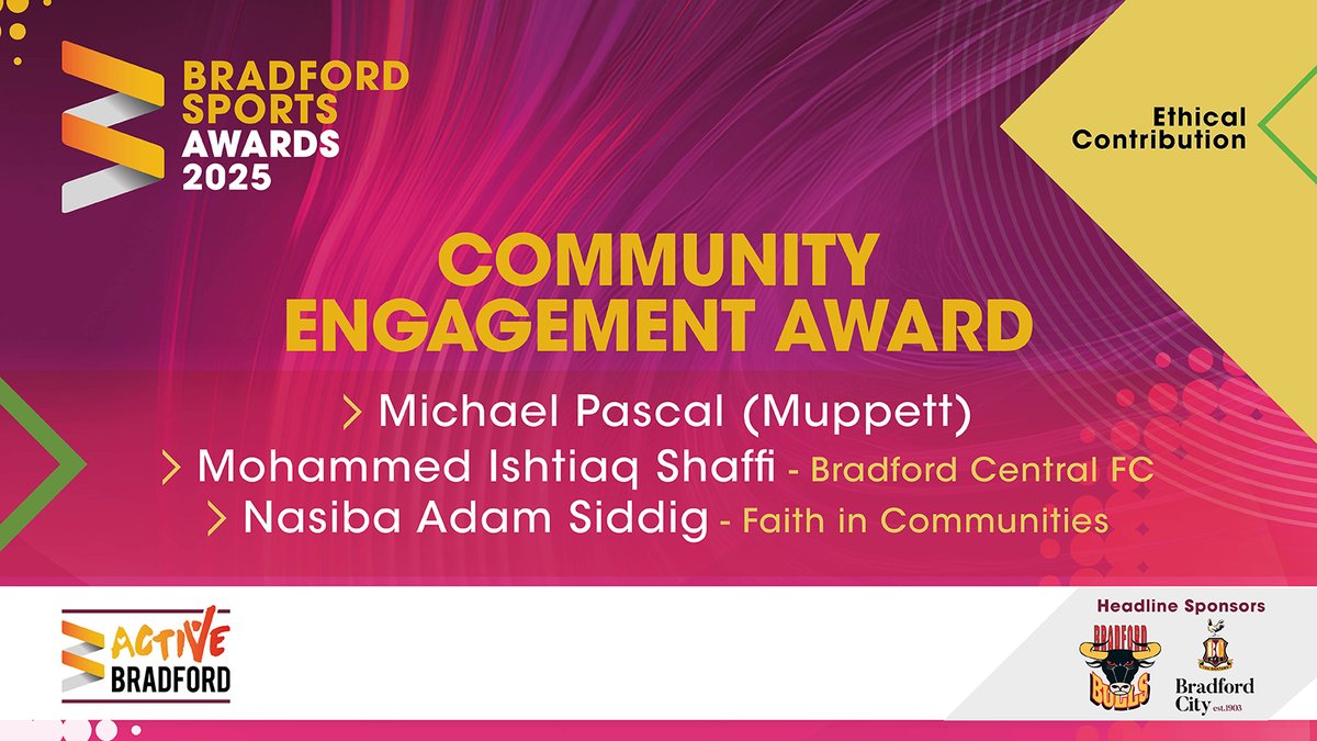 🏆 Community Engagement Finalists

These amazing finalists have made a huge impact in our communities, inspiring change through sport and physical activity!

Get your tickets now 👉 bit.ly/3IRMLgQ

#BSA25 #ActiveBradford