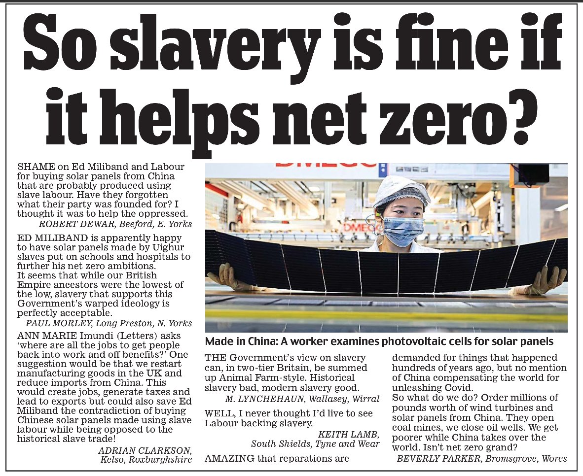 AgentP22's tweet photo. It seems modern day slavery is less important than slavery from 300 years ago just as long as it helps with Net Zero. https://t.co/sWd6pOiOEC