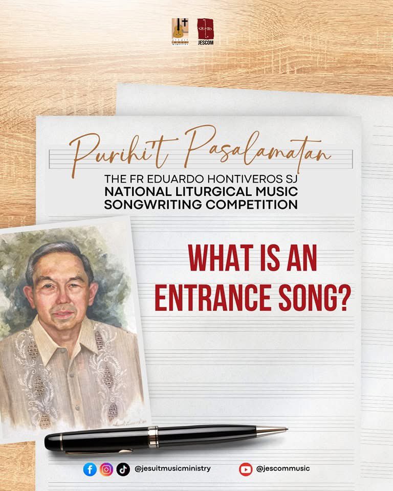 JesuitMusicPH's tweet photo. What is an Entrance song and how does it differ from other liturgical songs?
.
.
.
MAY ORAS PA!
Submit your entries here: https://t.co/iYQdc96H61
#JMM #JesCom #FrHonti https://t.co/40ntEB1MZa
