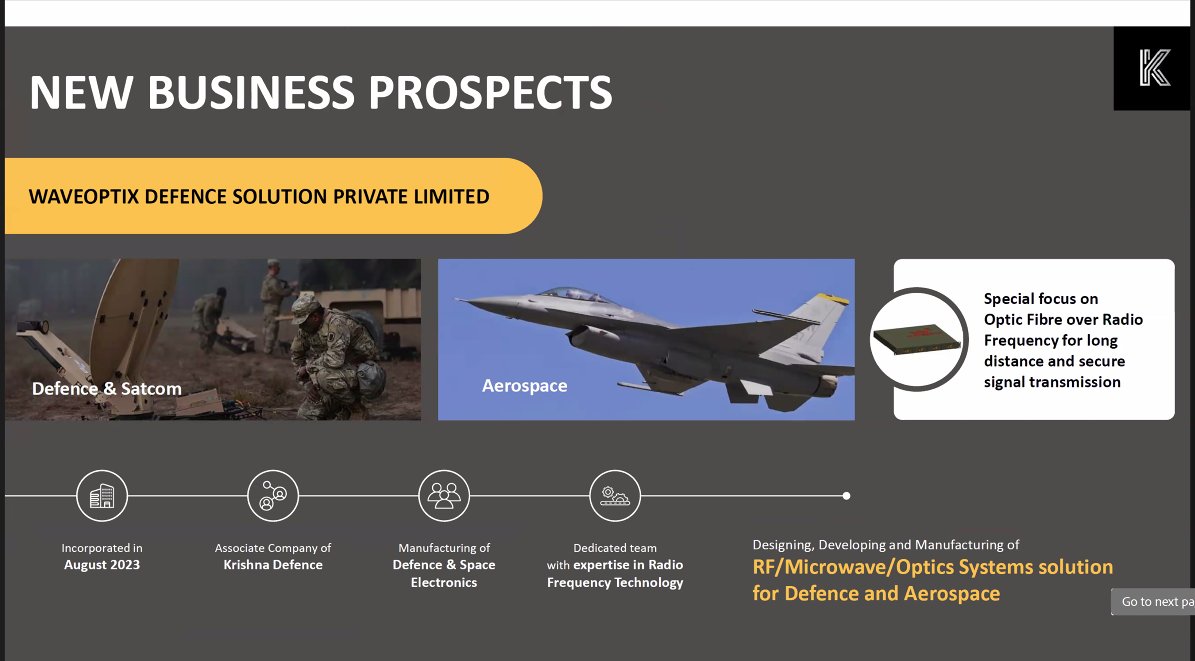 drjimmy2407's tweet image. #KrishnaDefence call pointers

🟠40% CAGR for 3/5yrs, margins can improve 200bps in 2 yrs

🟠Govt outlook- stable for orders &amp;amp; payments as of now

🟠 Wave optics - subsidiary bullish, margins can be 25%

🟠 Working capital cycle - ⬇️