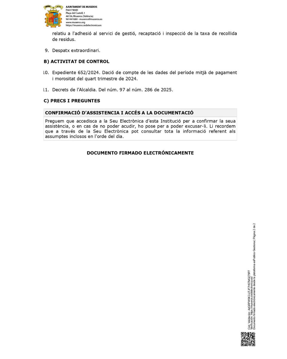 📢 Sessió plenària ordinària.

🗓️ Hui, 27 de març, a les 19.00 h.

▶️ S'admetrà públic fins a completar aforament.

📲 La sessió es podrà seguir en directe en el YouTube de l'Ajuntament.