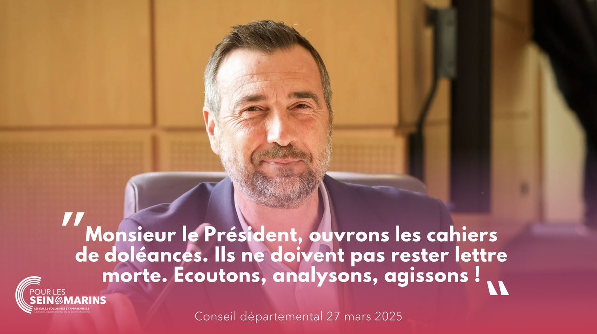 🗣️ Écouter les citoyens, c’est la base de l’action publique !

Les cahiers de doléances ont révélé des attentes fortes : proximité, justice sociale, services publics accessibles.

Nous demandons qu’ils soient analysés et intégrés aux choix du département. Il est temps d’agir 💪