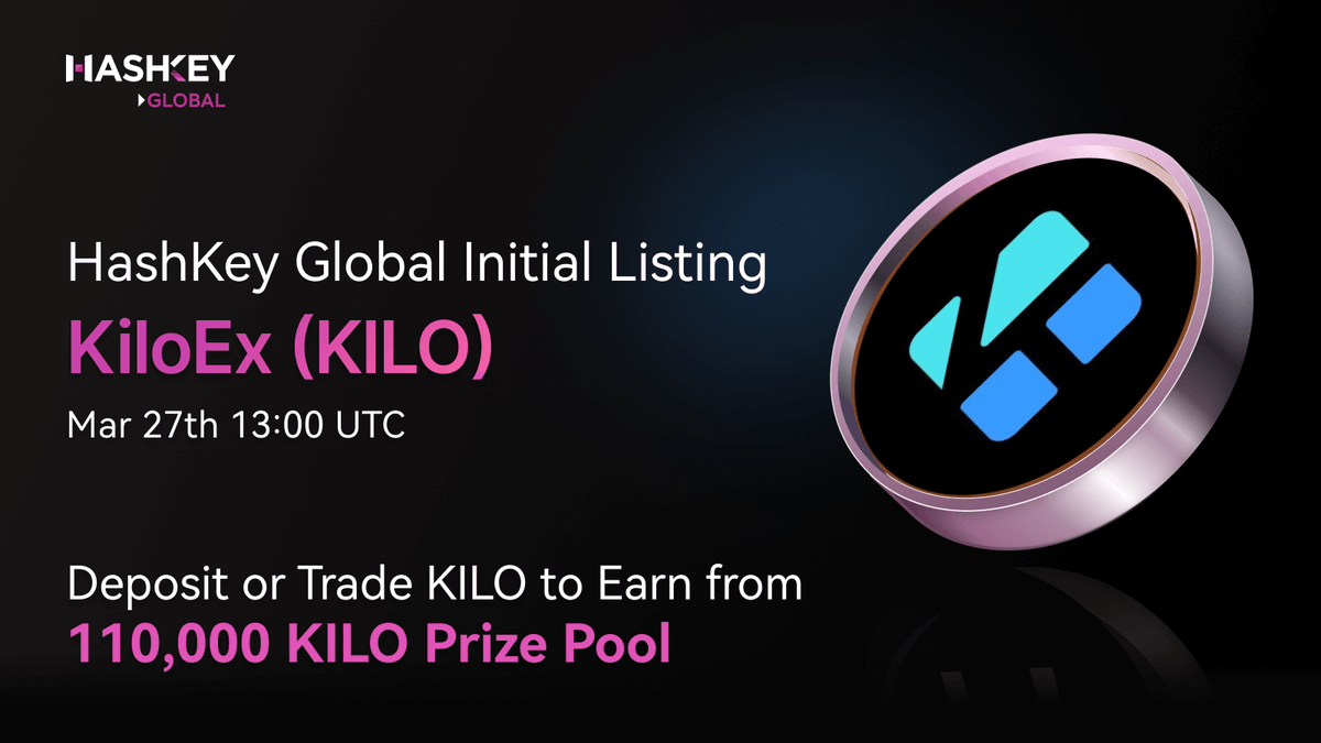 HashKey_Global's tweet photo. 📢 HashKey Global New Initial Spot Listing: $KILO @KiloEx_perp

🎁 For ALL Users: Grab a 100% $KILO bonus on your $KILO net deposit!

Earn up to 300 $KILO, from a 80,000 $KILO prize pool—first come, first served! 🏆 Register now https://t.co/caNJVmNtyJ

✅ KILO Deposits (BSC): Opened
✅ KILO/USDT Spot Trading: 13:00 UTC, Mar 27
✅ KILO Withdrawals (BSC): 13:00 UTC, Mar 28

🔗 More details https://t.co/6IIXObi1hg