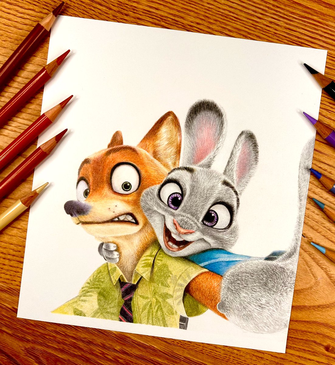 Li1yko's tweet photo. Nick＆Judy

#art #drawing #Zootopia #Disney #ズートピア #ディズニー #色鉛筆 https://t.co/MKxuouMP79