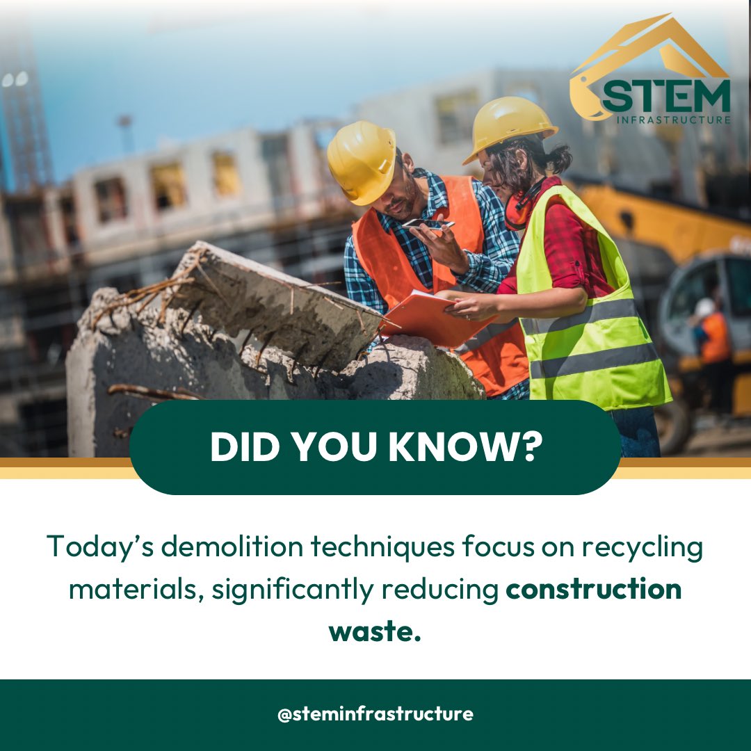 steminfra's tweet image. Building sustainability even while demolition!💪💫 Minimum wastage is what we aspire to achieve!📈✨ 

#steminfra #demolitionwork #didyouknow