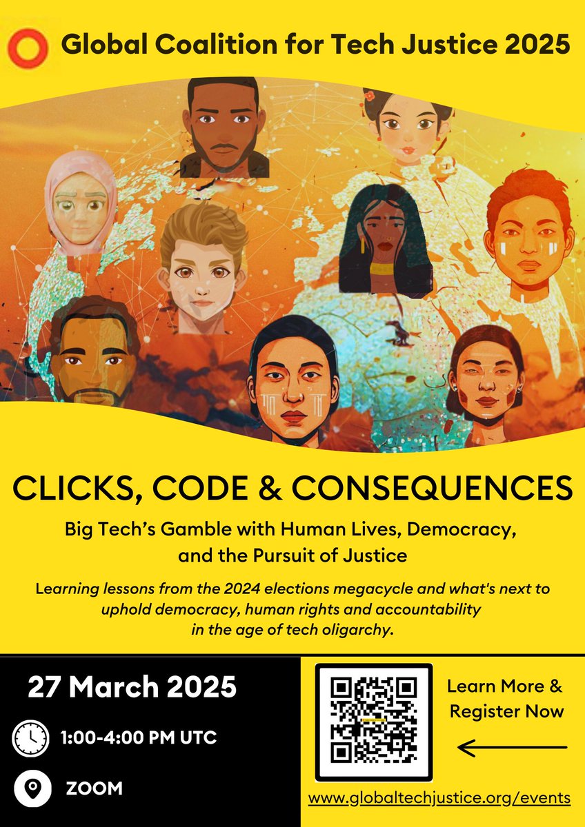 Today is the day! Join us for Global Tech Justice 2025 as we explore the profound impact of Big Tech during the 2024 "Year of Democracy," a pivotal moment when over 65 countries held elections. Don't miss this important discussion! Register at lnkd.in/e9JAzhT7.
