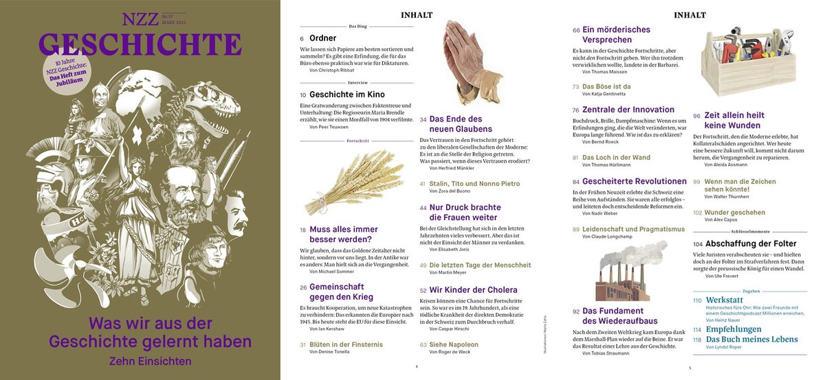 Zehn Jahre NZZ Geschichte! Unser Jubiläumsheft ist da, und wir stellen die Frage aller Fragen: Was lernen wir aus der Geschichte? Zehn Koryphäen des Fachs antworten: Sie zeigen, was wir vom Lauf der Welt erwarten dürfen. Das Heft: am Kiosk, im Abo, im shop.nzz.ch/NZZ-Geschichte…
<a href="/NZZ/">NZZ</a>