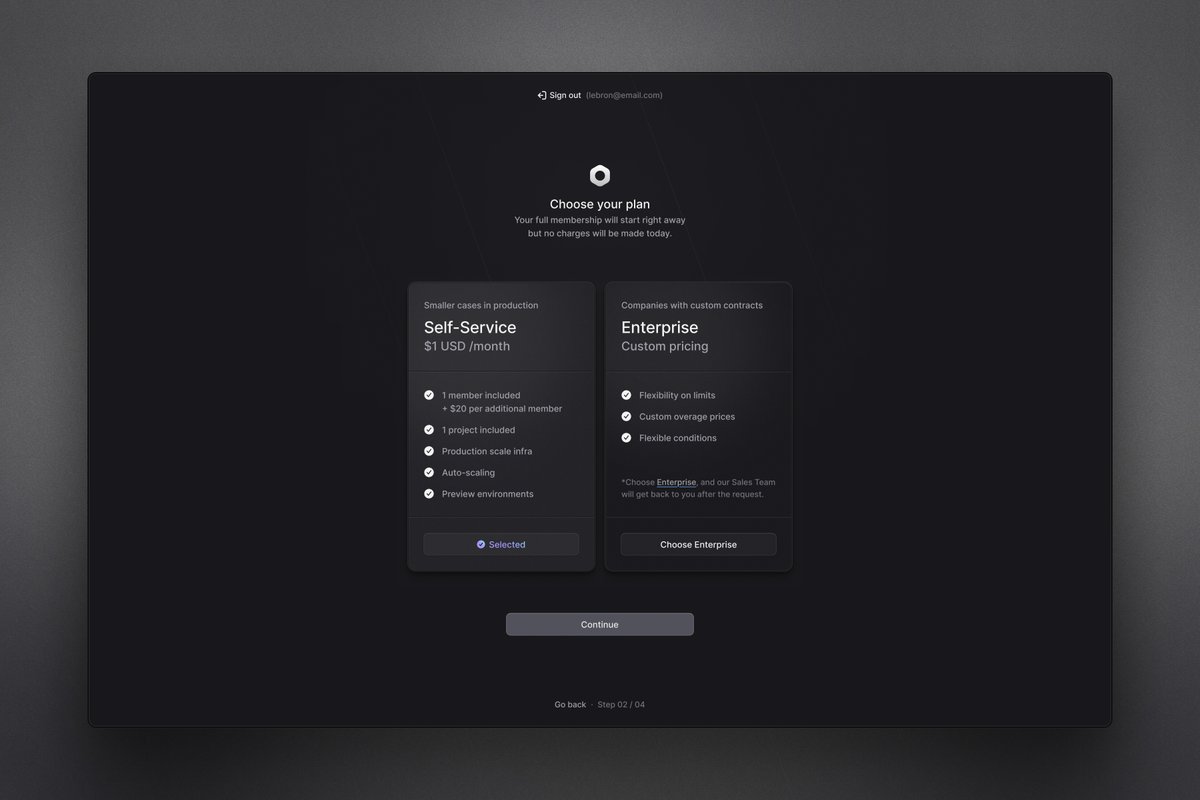 ludvigrask_'s tweet image. Experimenting with dark mode for the @medusajs Cloud onboarding flow 🌚