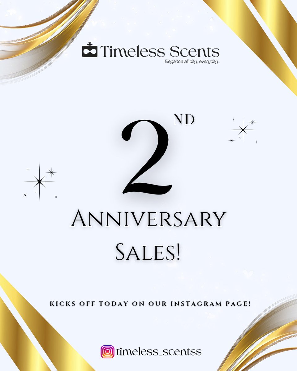 timelessscents9's tweet photo. OUR 2ND ANNIVERSARY SALES ARE LIVE! 🚀

Get luxury scents at anniversary prices on our IG story: 
https://t.co/kv3MoOXDJE 

Limited stock for discounted products, so place your orders asap 🤩
Don't miss it!!!

 #Perfume #Sales https://t.co/Nl3UfEGiz0