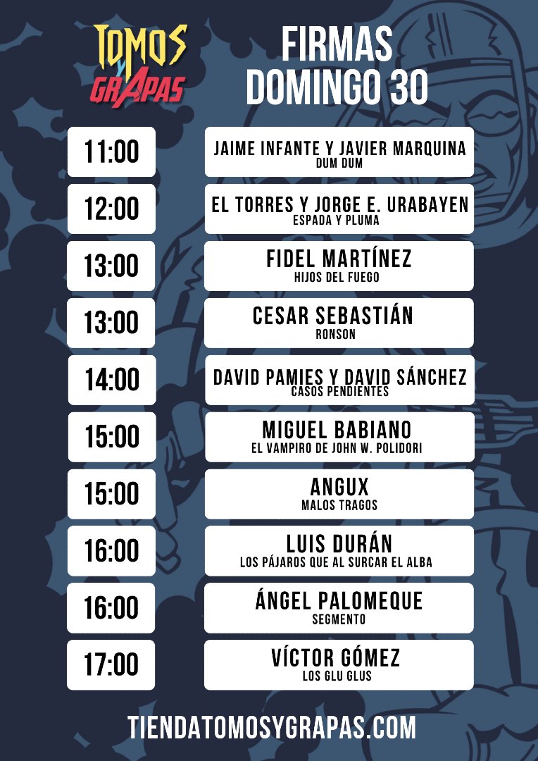 Esta tarde a las 16:00 🕑 dará comienzo la I FERIA del CÓMIC de MADRID 🔥

Esperamos veros a todos por allí a partir de hoy, e id tomando nota de todas las FIRMAS ✍️ que tendréis desde mañana en nuestra caseta 📚

Toda la info aquí! 👉 feriacomicmadrid.com/firmas-fcmadri…