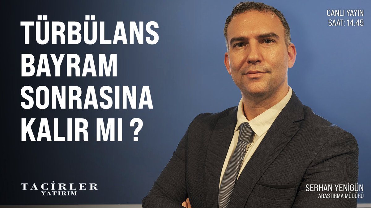 Yayın Linki: youtube.com/live/avt4IBoQL…

Araştırma Müdürümüz Serhan Yenigün ile bugün saat 14.45'te canlı yayındayız!

Tacirler Yatırım müşterisi olmak için: linktr.ee/tacirleryatirim

#borsa #bist100 #endeks #xu100