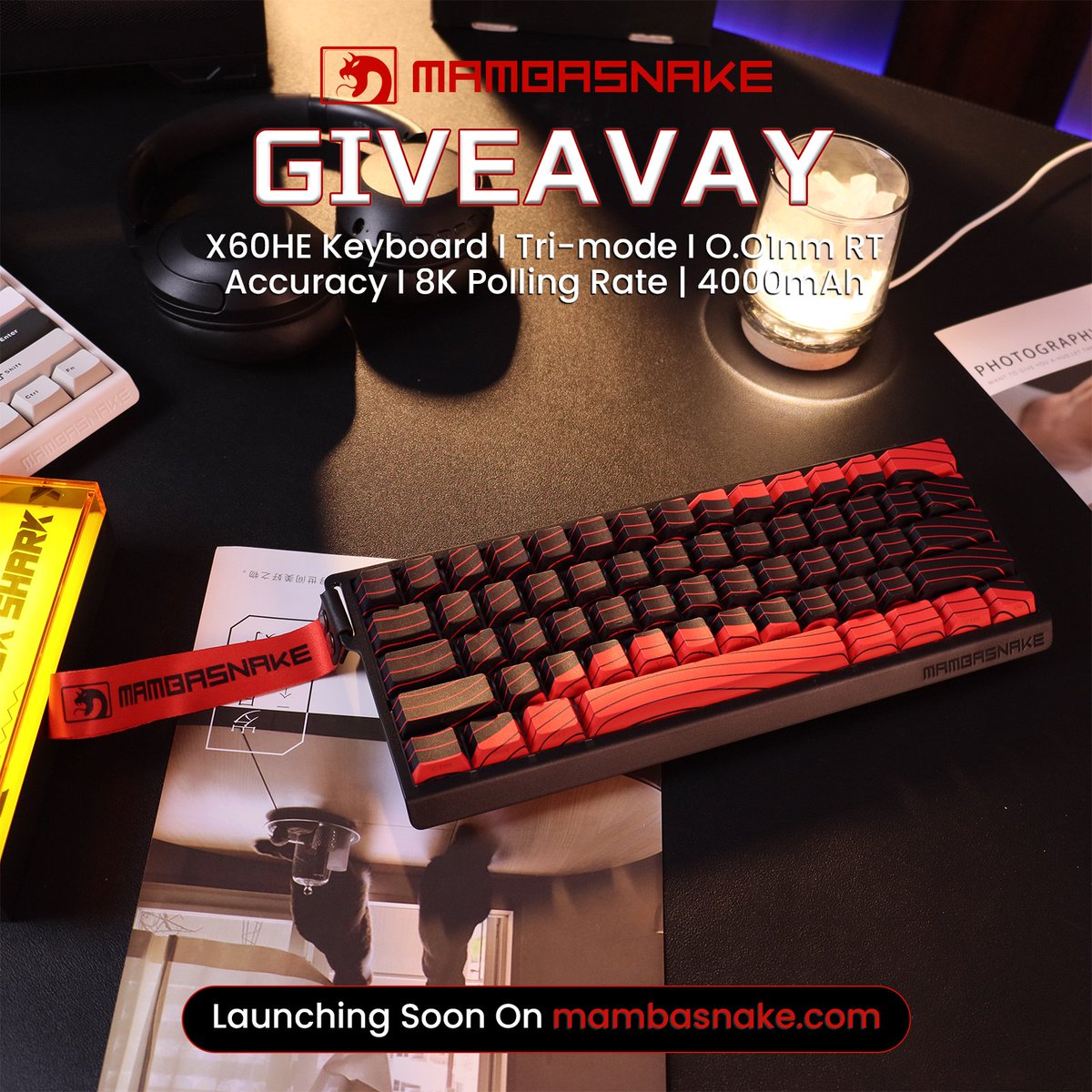 MAMBASNAKESTAR's tweet photo. 🚨 GIVEAWAY TIME! 🐍⌨️
Win the MAMBASNAKE X60 HE KEYBOARD!

🔥 HOW TO WIN:
1️⃣ Follow @MAMBASNAKESTAR
2️⃣ RT + Like this post
3️⃣ Subscribe NOW at https://t.co/AFtzVOKeP9 (launching soon!) ➡️ Drop your email for updates!
4️⃣ Tag 1 friend below! 👇

⏰ ENDS 4/2. Winner gets DMs + global shipping! 🌍
#MambaSnakeX60 #KeyboardGiveaway