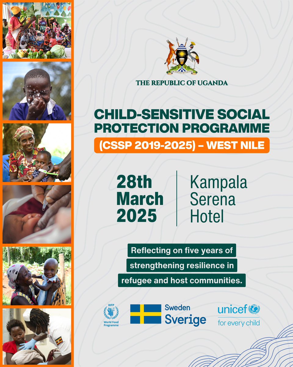 Usual Suspect 🎩 (@jude_mugabi) on Twitter photo Tomorrow's workshop will focus on:
- Lessons learned
- Sustaining gains
- Ensuring continuity through local systems and ownership
<a href="/UNICEFUganda/">UNICEF Uganda</a> | <a href="/WFP_Uganda/">WFP Uganda</a> | <a href="/SwedeninUG/">Embassy of Sweden in Kampala</a> | <a href="/GovUganda/">Government of Uganda</a> | <a href="/SwedEnvoyUganda/">Amb. Maria Håkansson</a>
#SocialProtectionUG #InvestInUGchildren #ZeroHunger Tomorrow's workshop will focus on:
- Lessons learned
- Sustaining gains
- Ensuring continuity through local systems and ownership
<a href="/UNICEFUganda/">UNICEF Uganda</a> | <a href="/WFP_Uganda/">WFP Uganda</a> | <a href="/SwedeninUG/">Embassy of Sweden in Kampala</a> | <a href="/GovUganda/">Government of Uganda</a> | <a href="/SwedEnvoyUganda/">Amb. Maria Håkansson</a>
#SocialProtectionUG #InvestInUGchildren #ZeroHunger